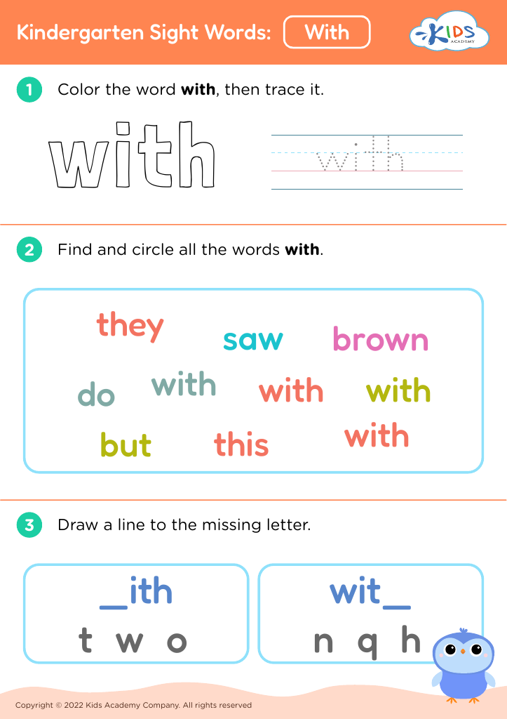 Kindergarten Sight Words: With