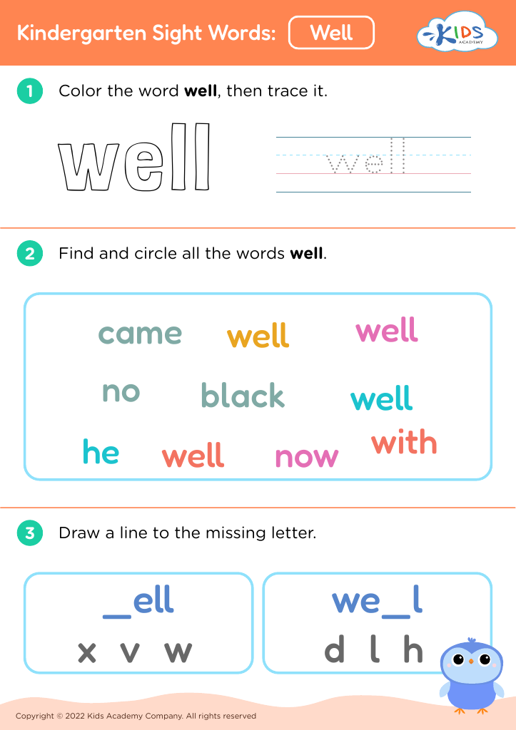 Kindergarten Sight Words: Well