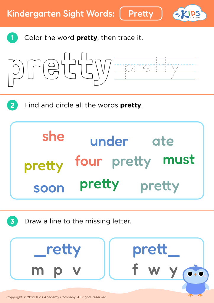 Kindergarten Sight Words: Pretty