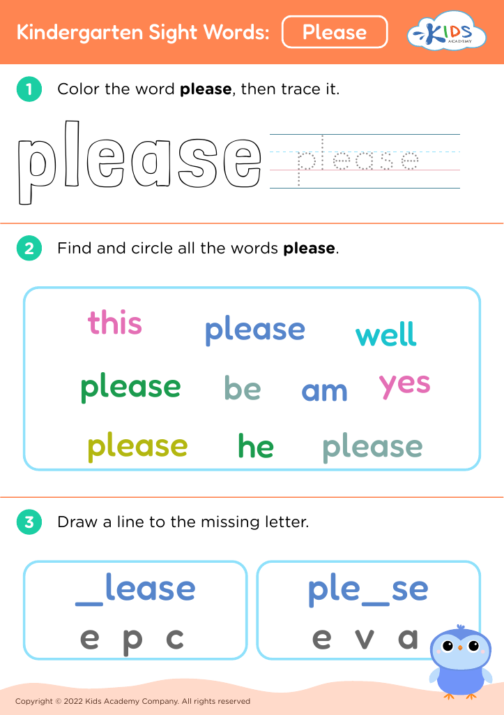 Kindergarten Sight Words: Please
