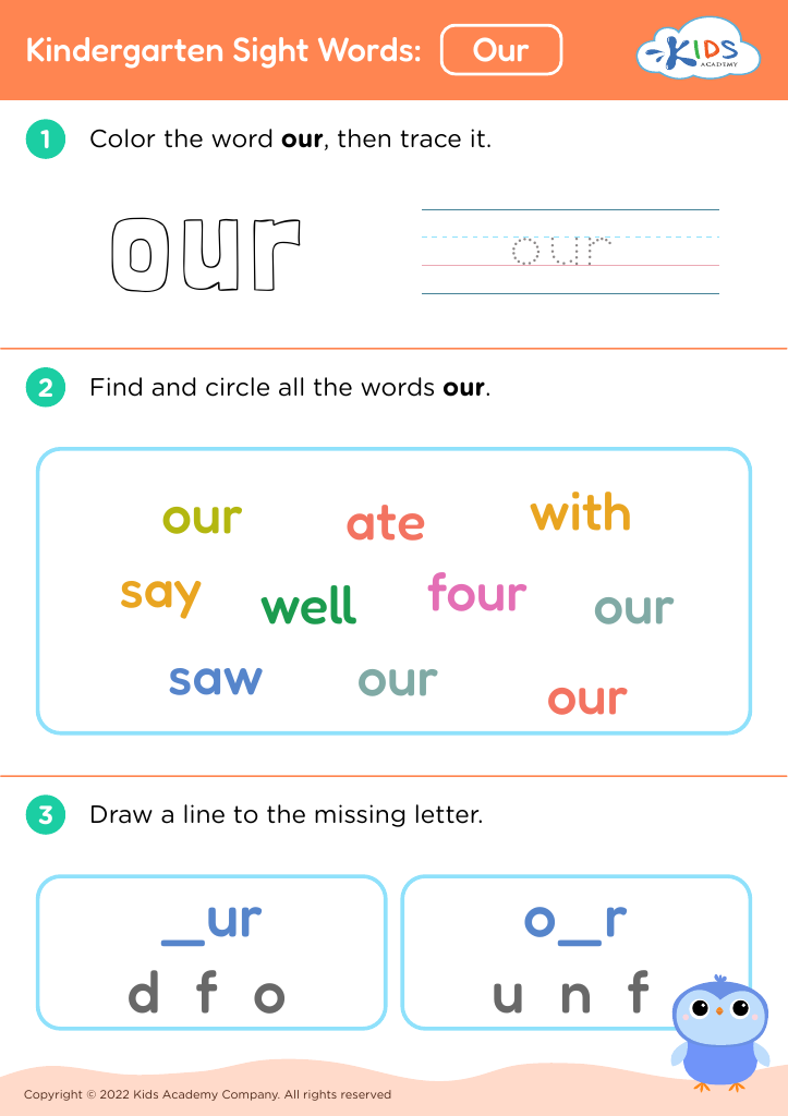 Kindergarten Sight Words: Our