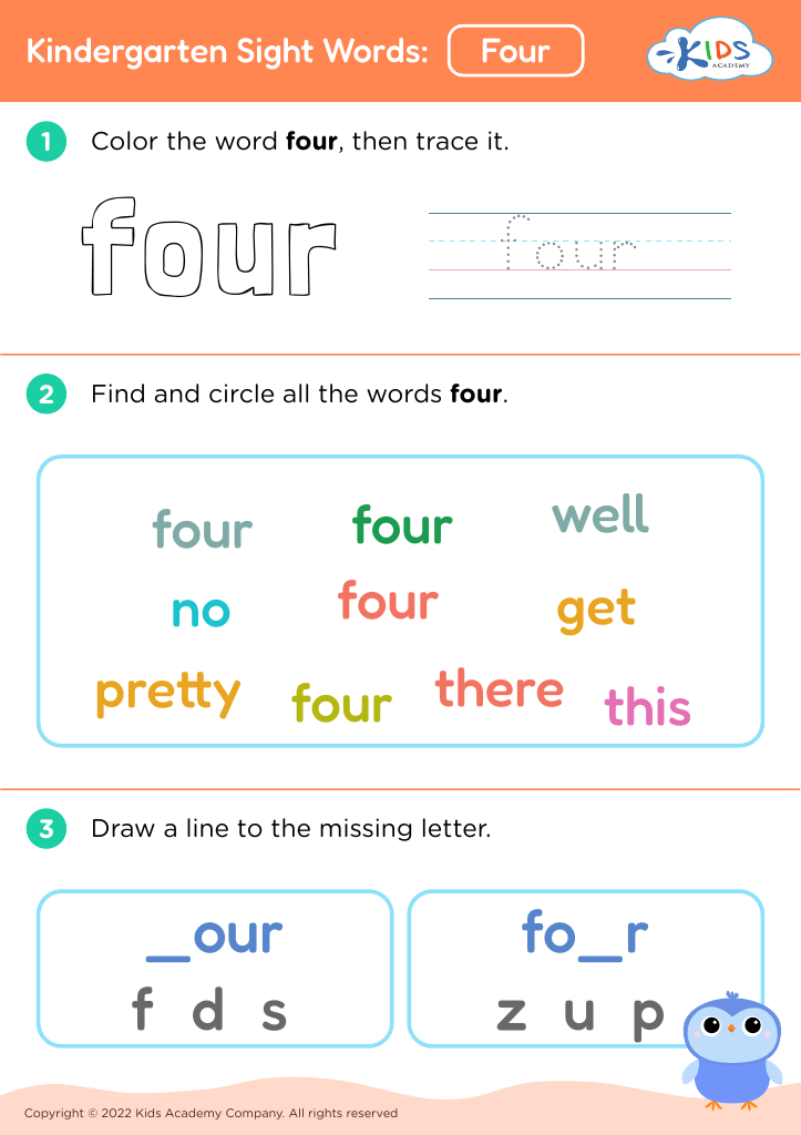 Kindergarten Sight Words: Four