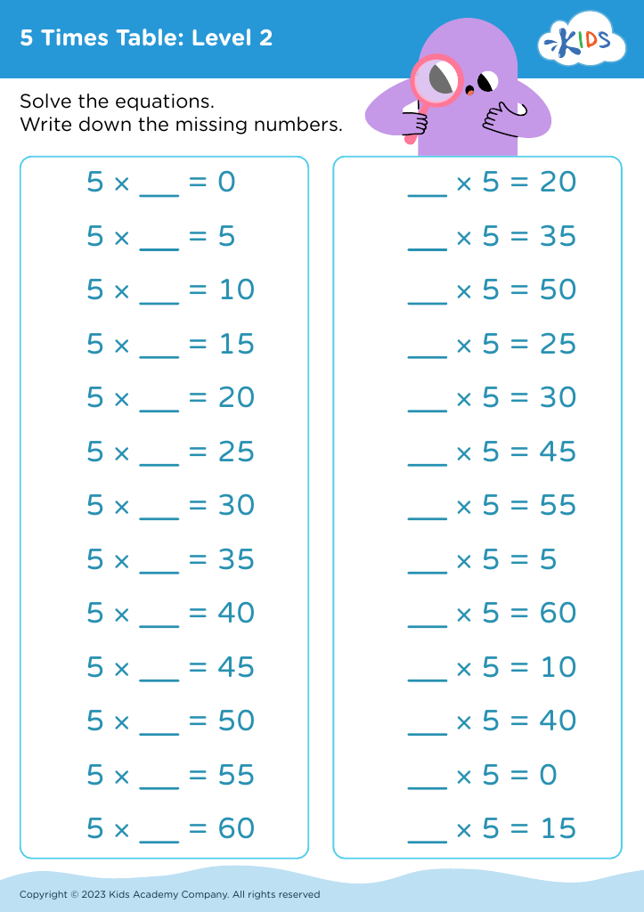 5 Times Table: Level 2
