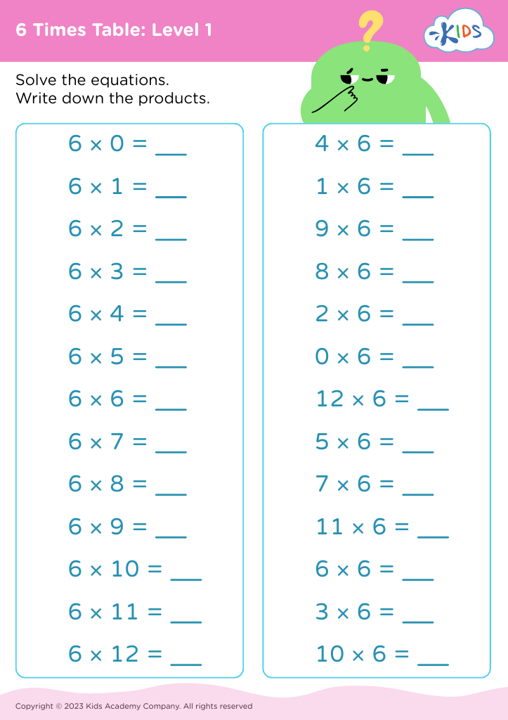 6 Times Table: Level 1