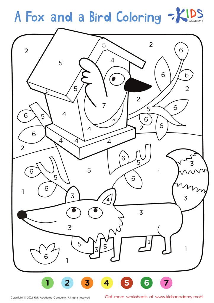 A Fox and a Bird – Coloring by Numbers