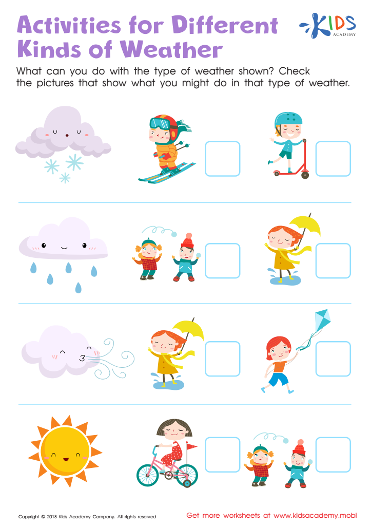 Activities for Different Kinds of Weather Worksheet