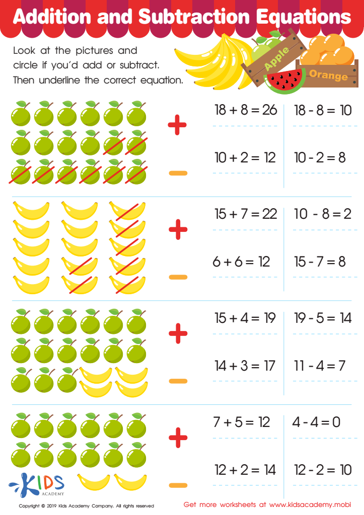 Addition and Subtraction: Equations Worksheet