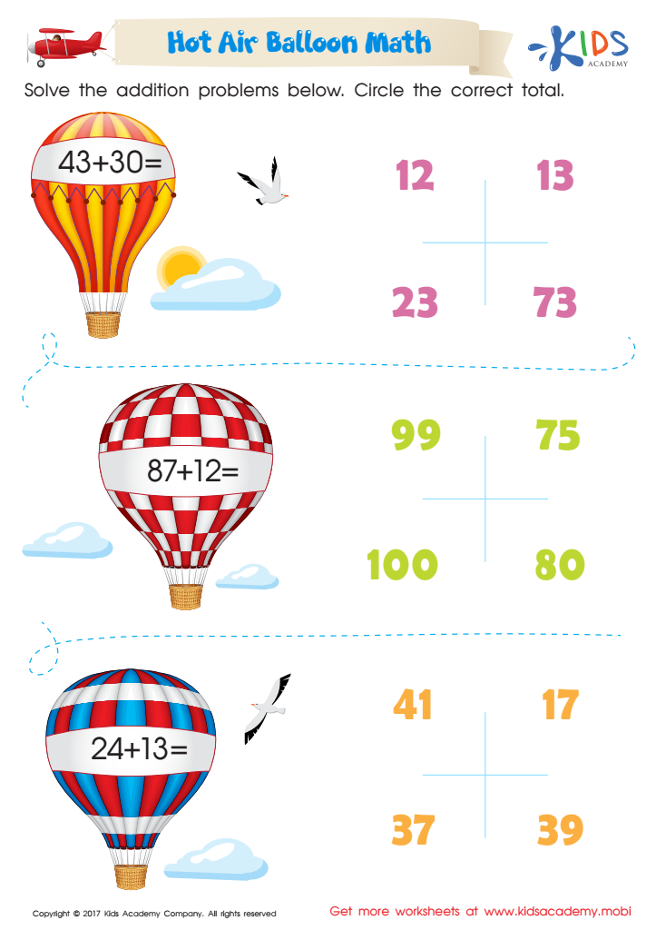 Free 2 digit addition worksheet