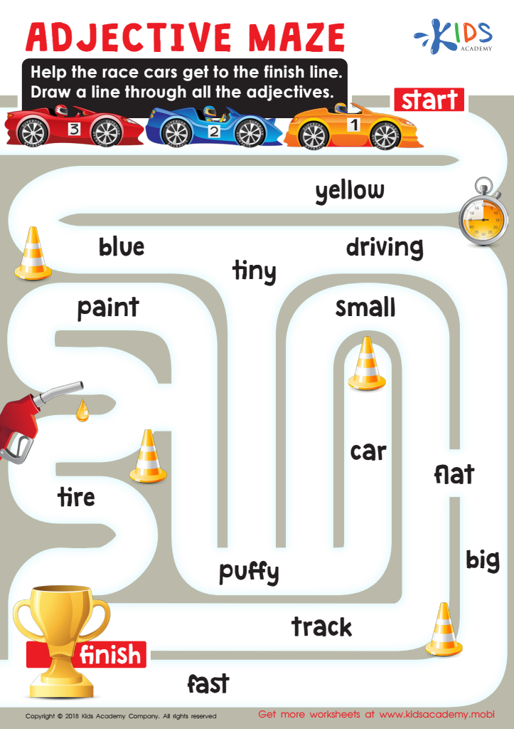 Adjective Maze Worksheet