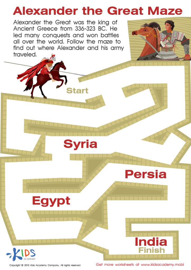Alexander the Great Maze Worksheet