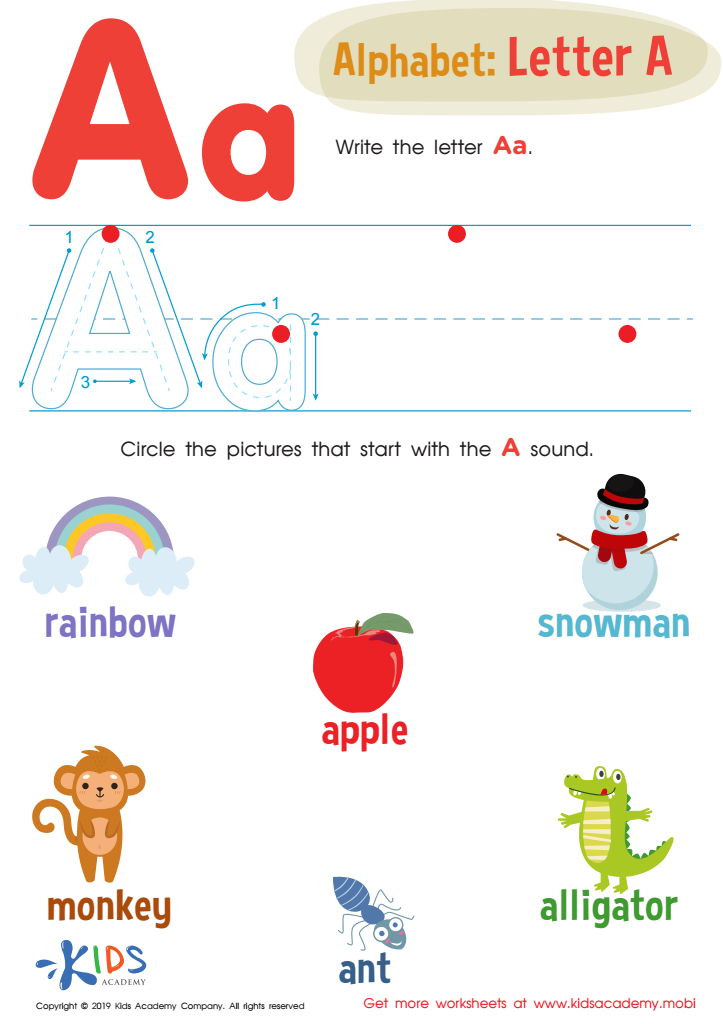 Letter A Tracing Worksheet Preview