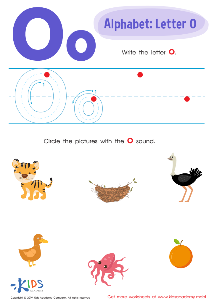 Letter O Tracing Worksheet Preview