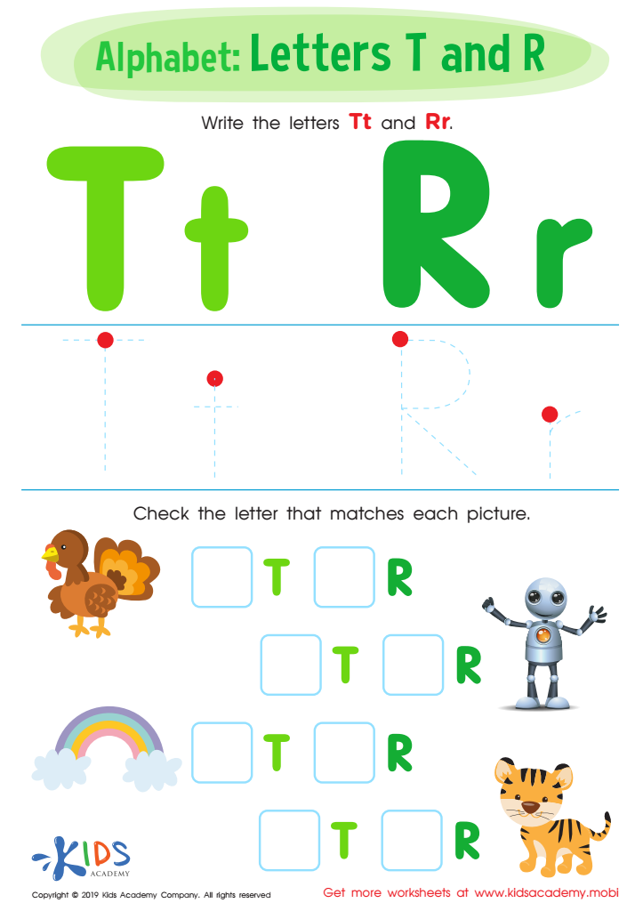 Letters T and R Worksheet Preview