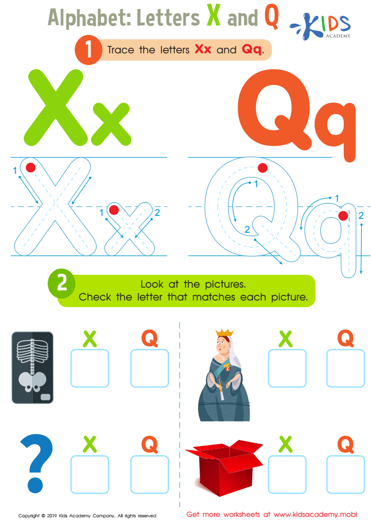 Letters X and Q Tracing Worksheet Preview