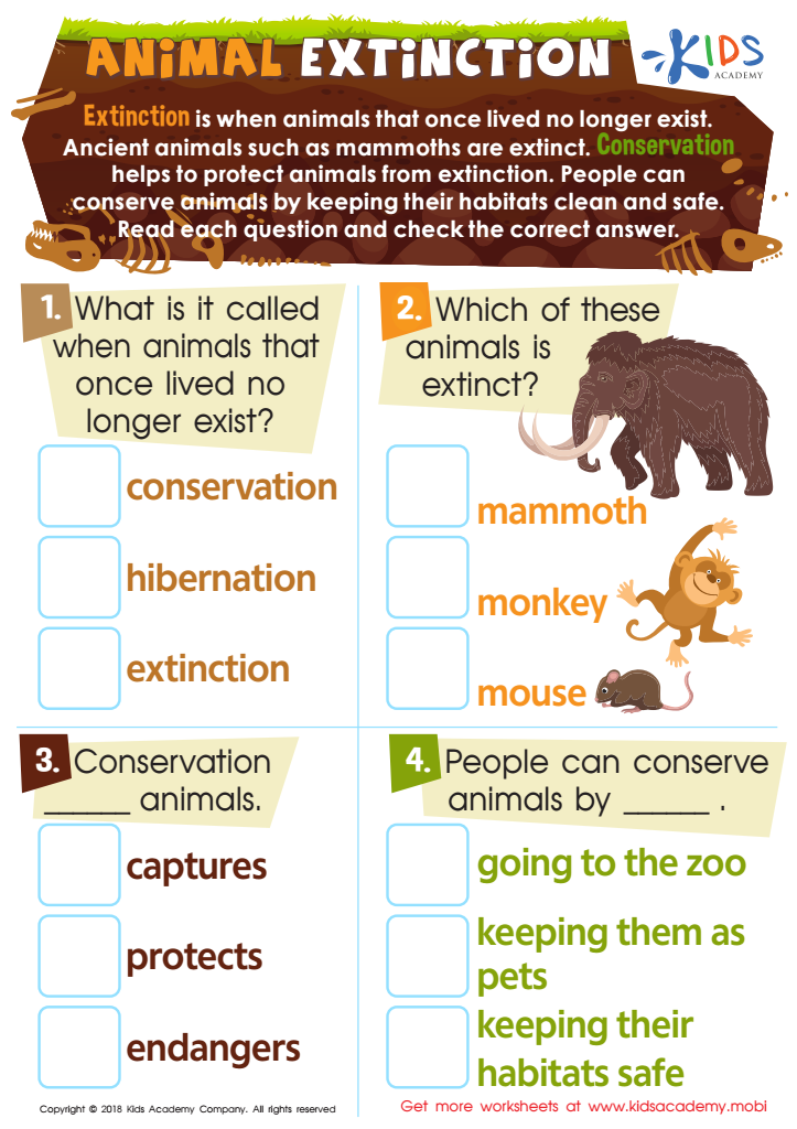 Organizer An Extinct Animal Worksheets