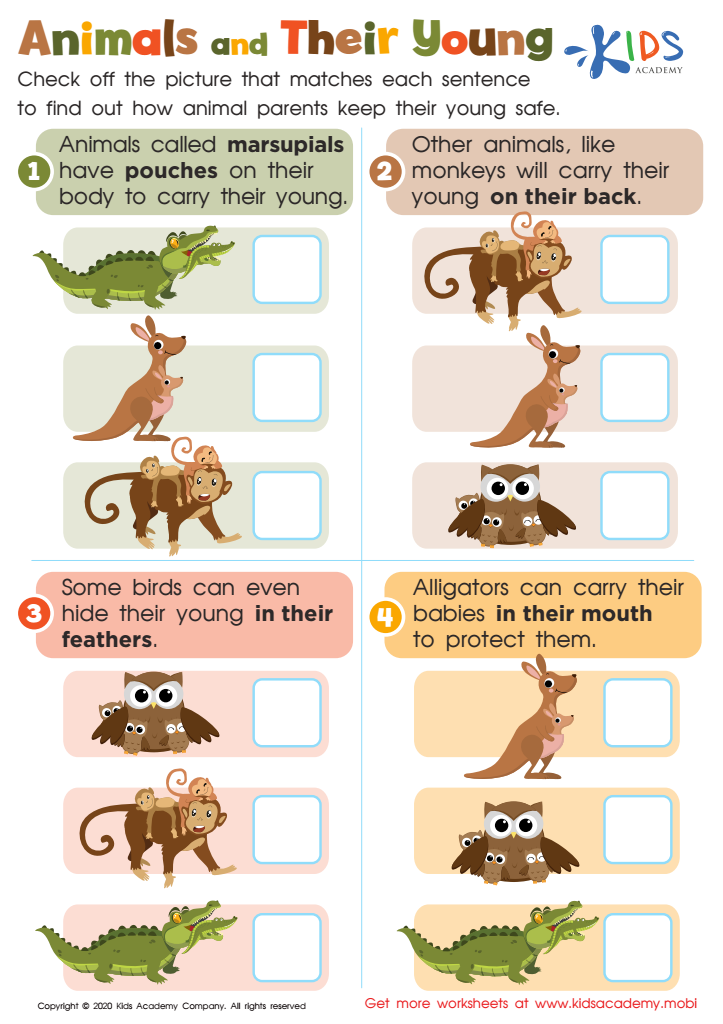 Practice Animals and Their Young Worksheet: Test Results, Check Answer &  Solution