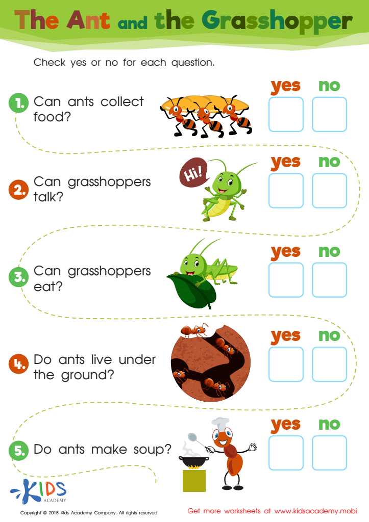 The Ant and The Grasshopper Worksheet