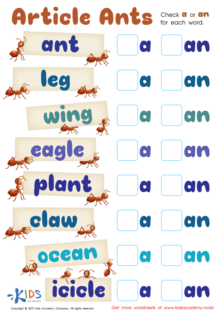 Article Ants Worksheet