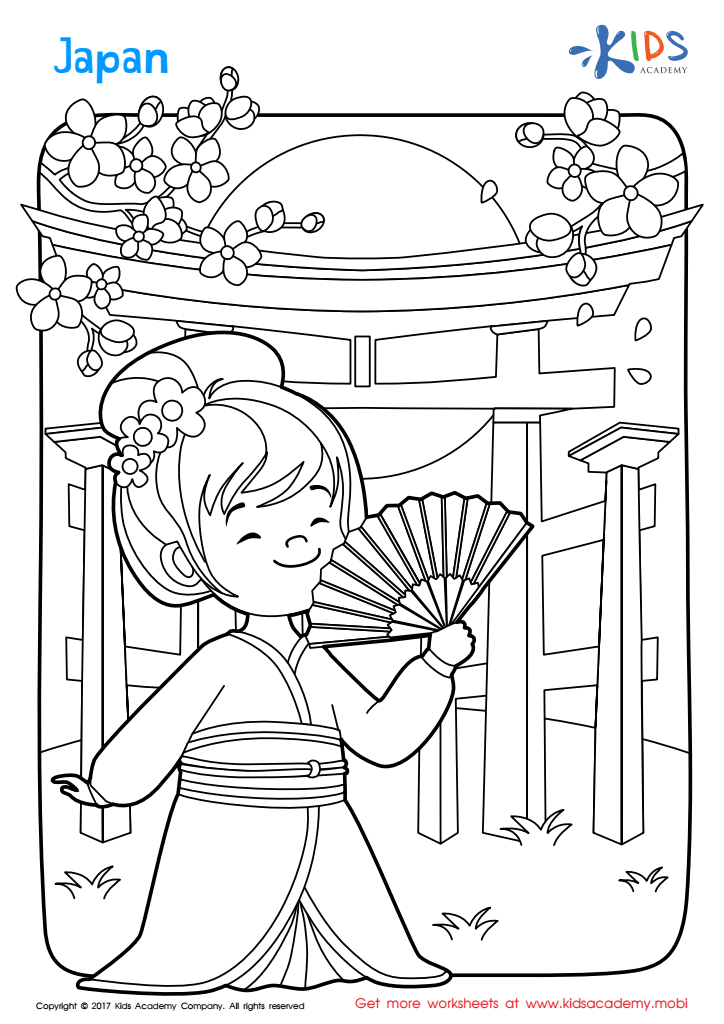 Worksheet: Japan coloring page
