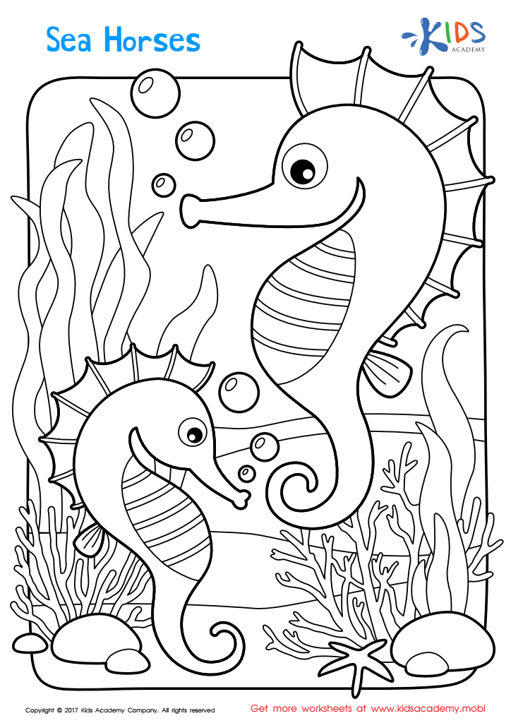 Worksheet: sea horses coloring page