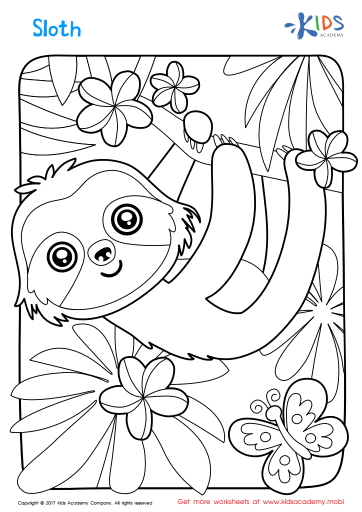 Worksheet: sloth coloring page