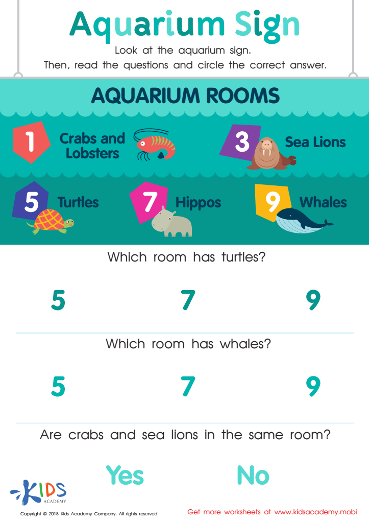 Assessment: Aquarium Sign Worksheet