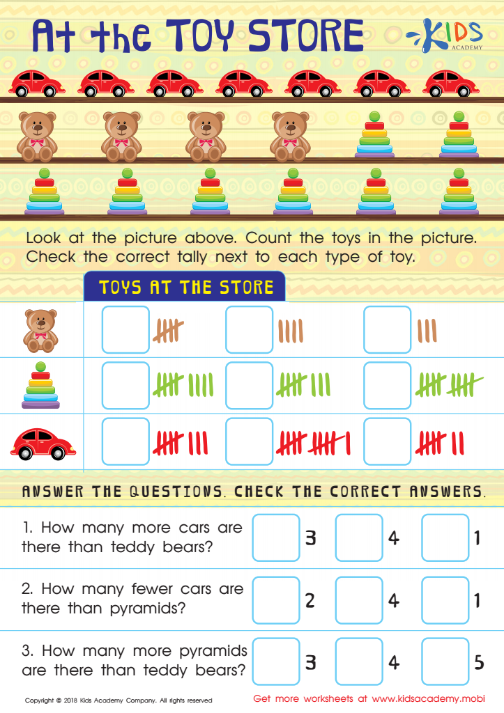 Tally Chart: At the Toy Store Worksheet
