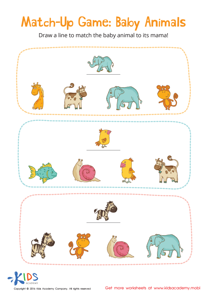 Baby Animals Matching Worksheet