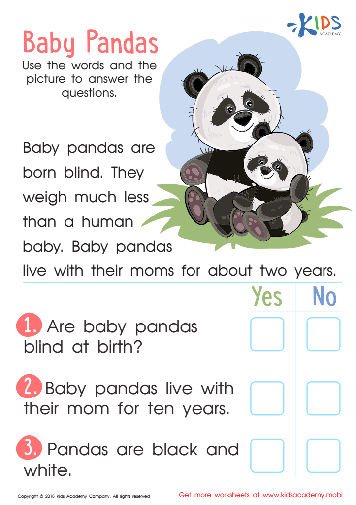 Baby Pandas Worksheet for kids