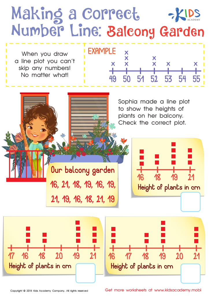 Making a Correct Number Line: Balcony Garden Worksheet