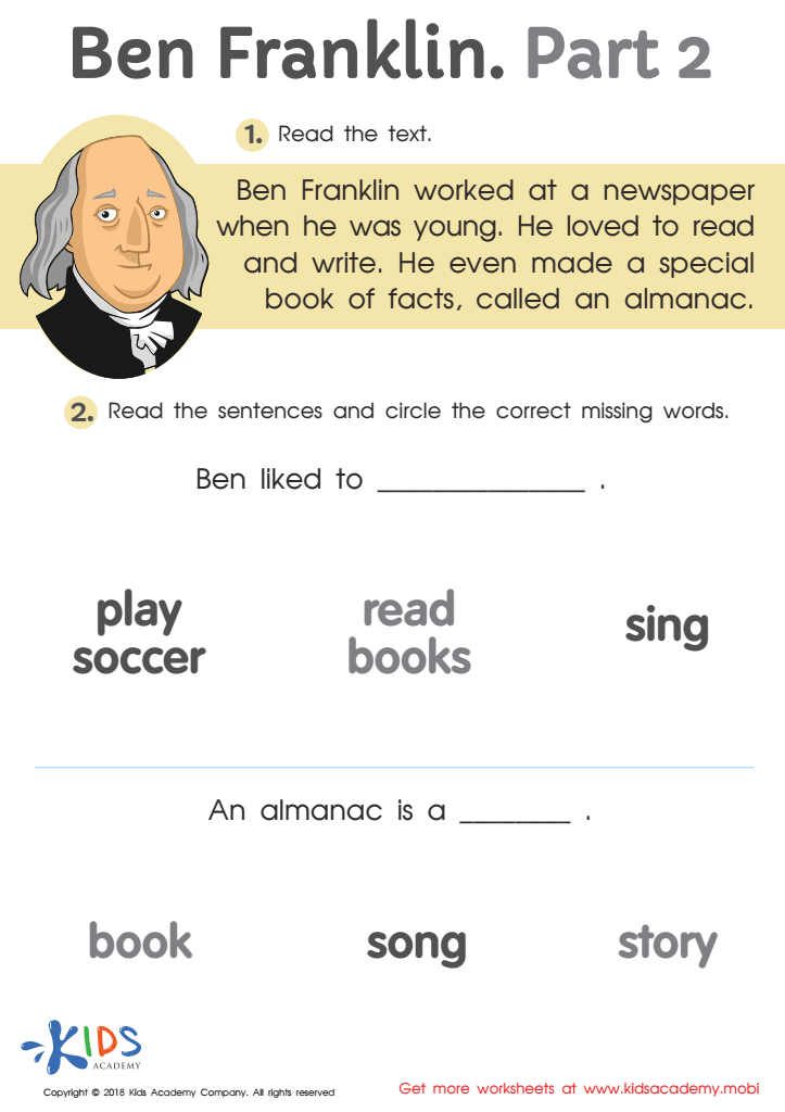 Ben Franklin Part 2 Worksheet