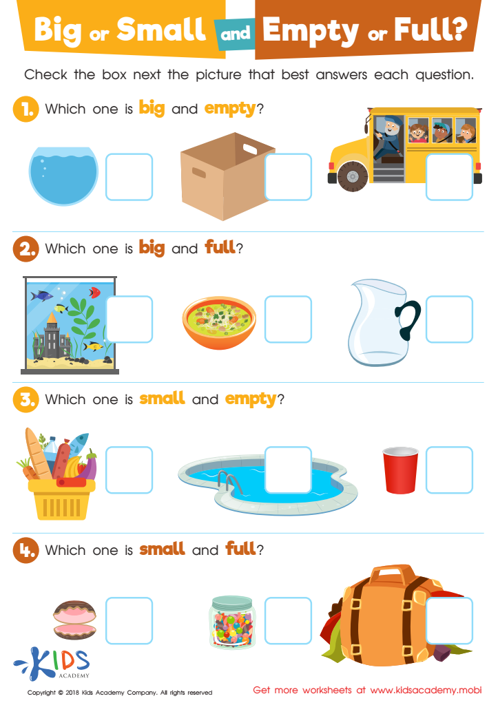 Kindergarten Worksheet 1 Big vs. Small Size comparison Which is