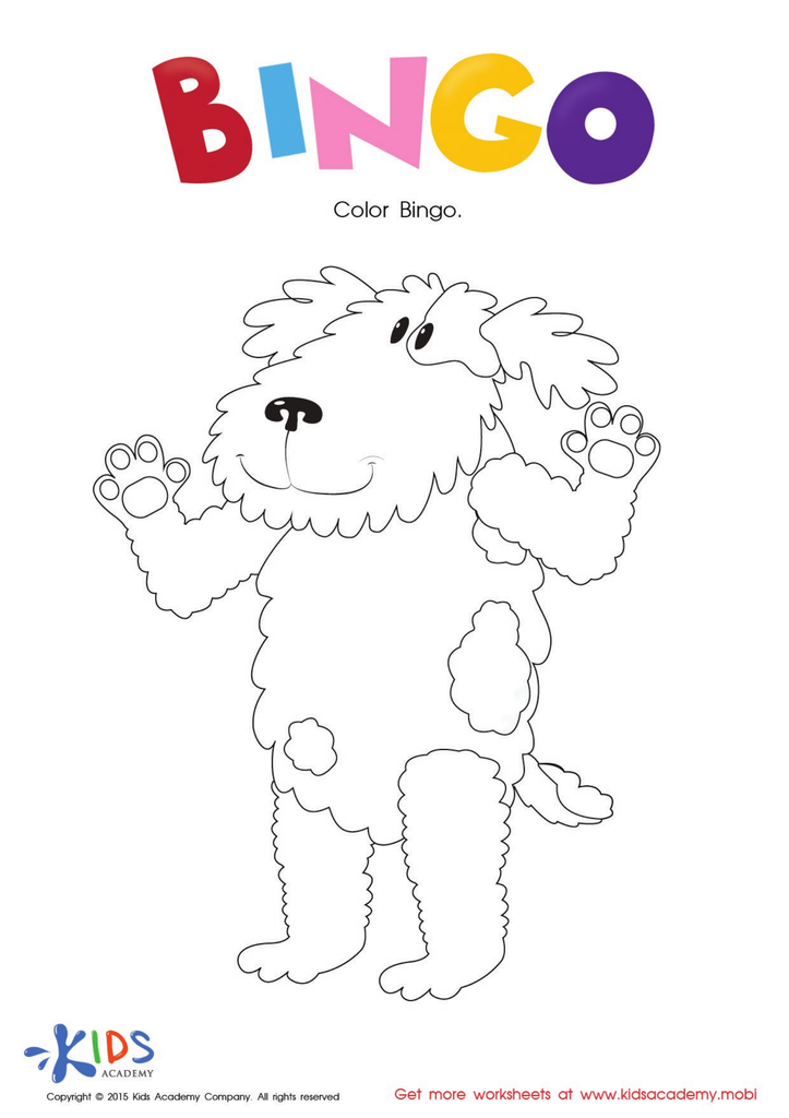 The Bingo Song: Coloring The Dog PDF Worksheet