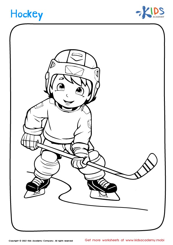 Boy Playing Hockey coloring page