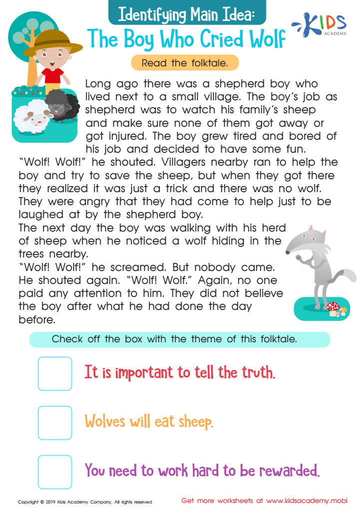 The Boy Who Cried Wolf Part 2 Worksheet