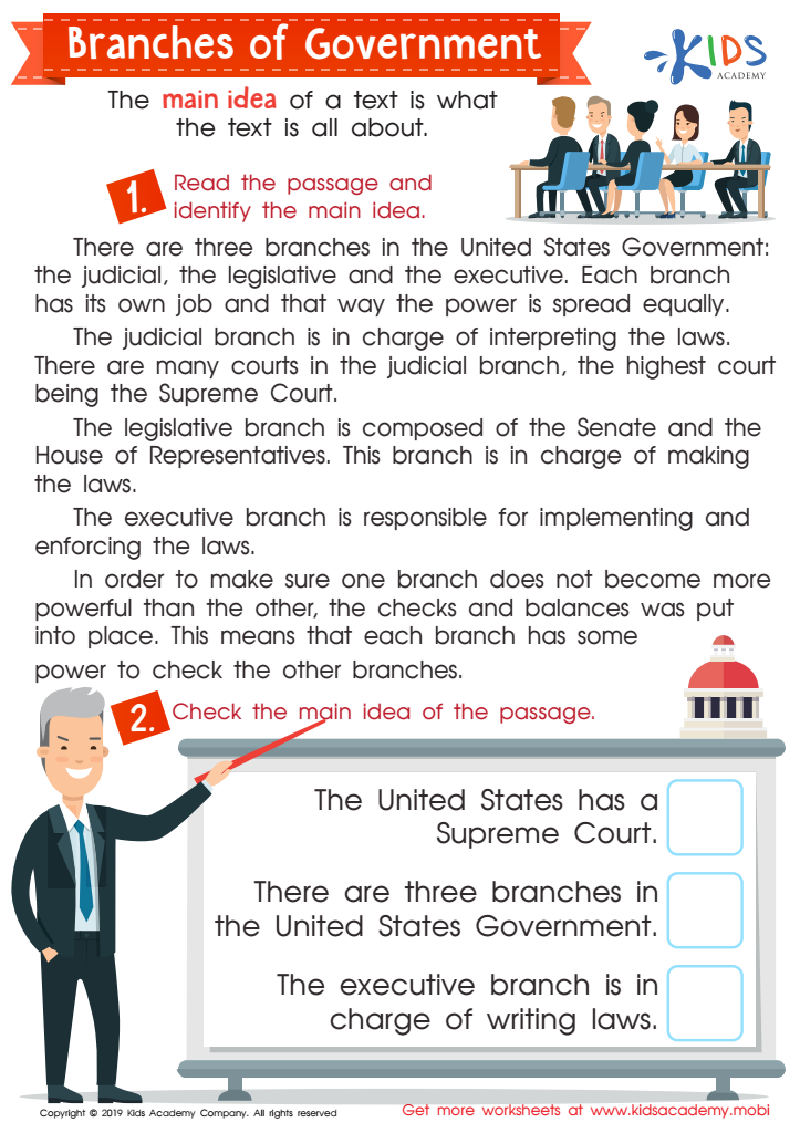 Branches of the Government Worksheet