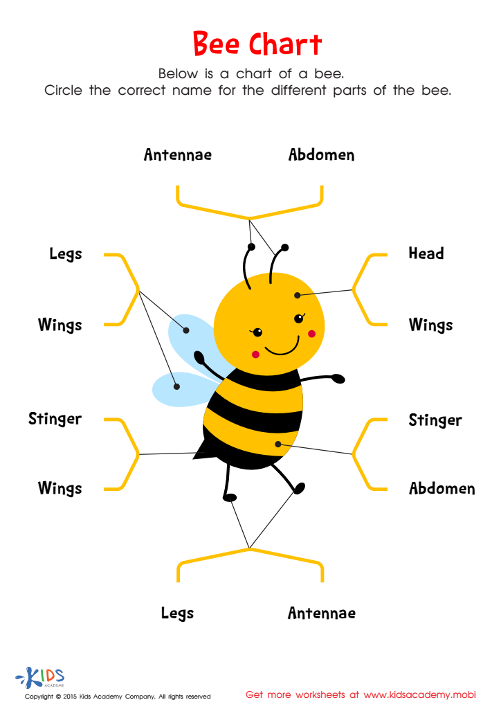 Bee Chart Worksheet: Free Printable PDF for Children