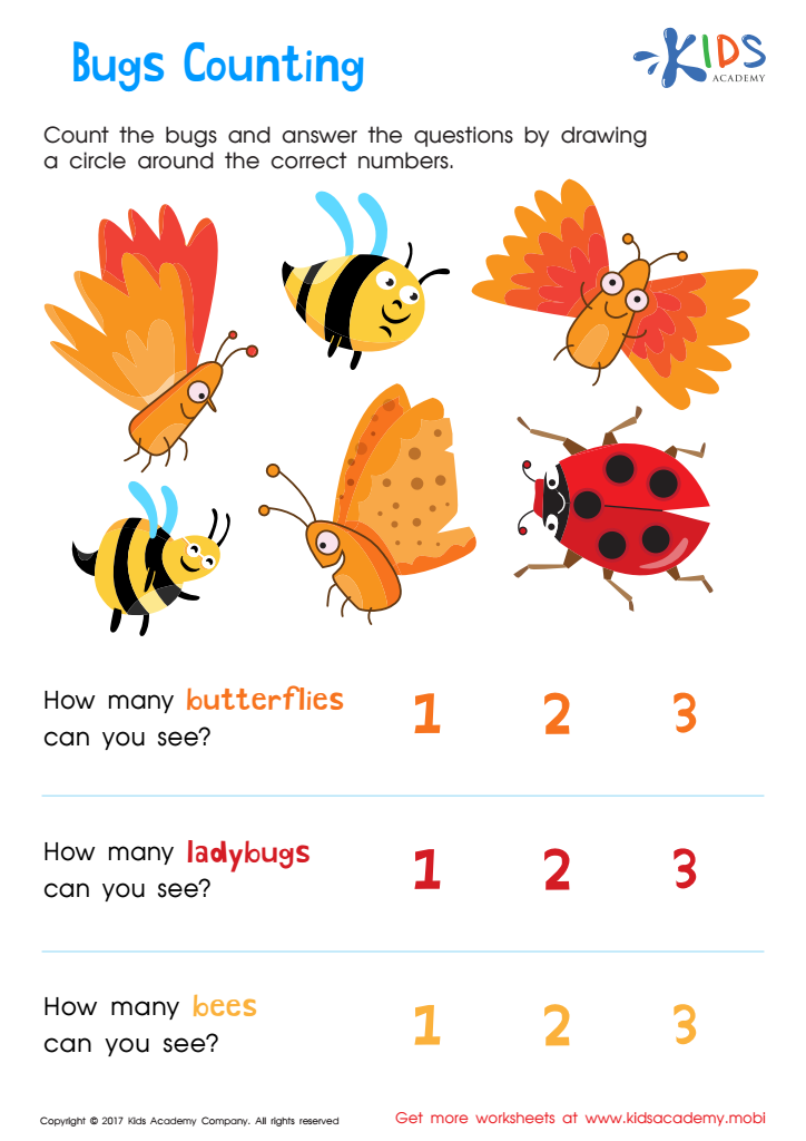Bugs Counting Printable Worksheet