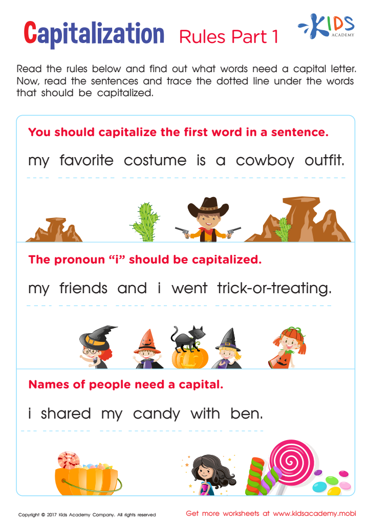 Capitalization Rules Part 1 Worksheet Free Printable For Kids
