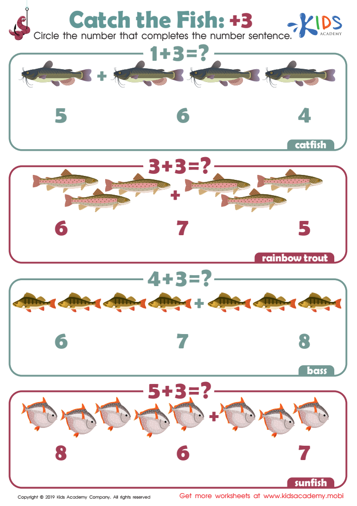 Catch the Fish: +3 Worksheet