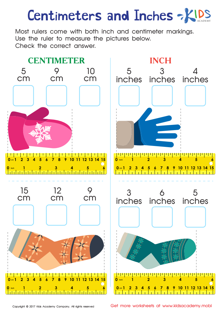 verlichten wolf belediging Centimeters and Inches Worksheet: Free Printable PDF for Kids