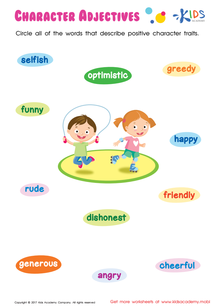 Character Adjectives Worksheet Free Printable PDF For Kids