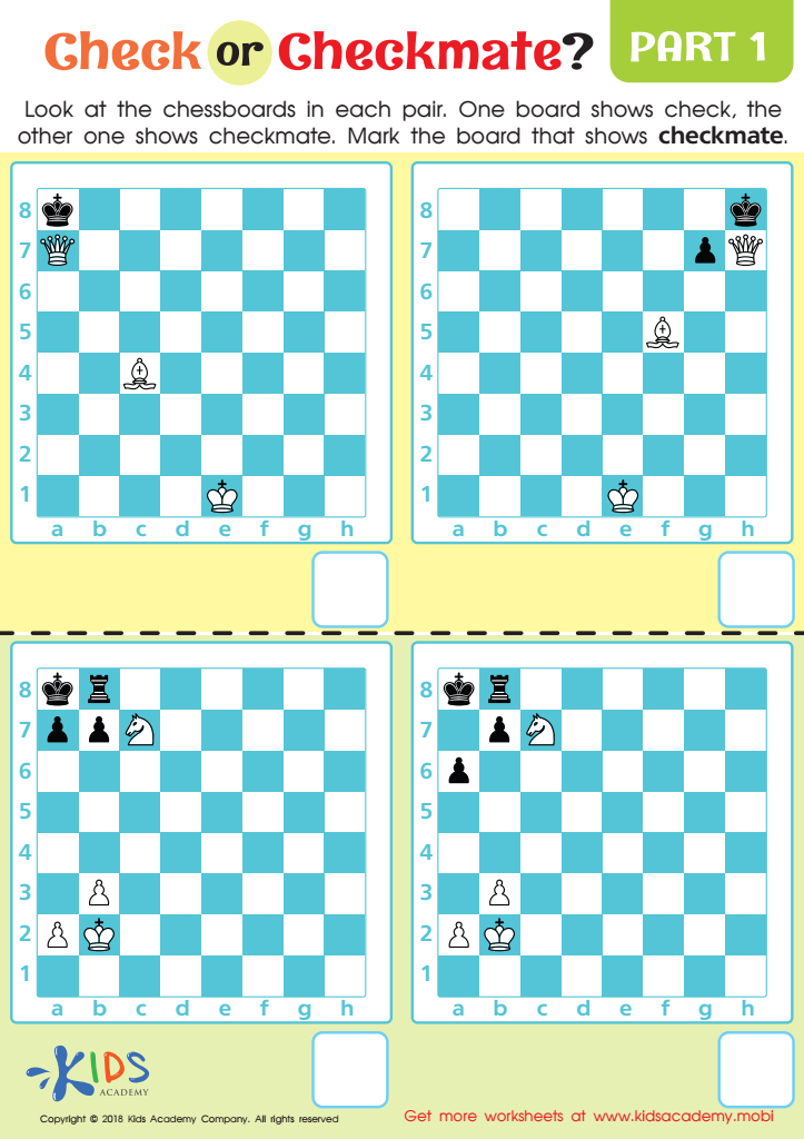 Checkmate in 1 - Chess Worksheet - Chess Puzzles