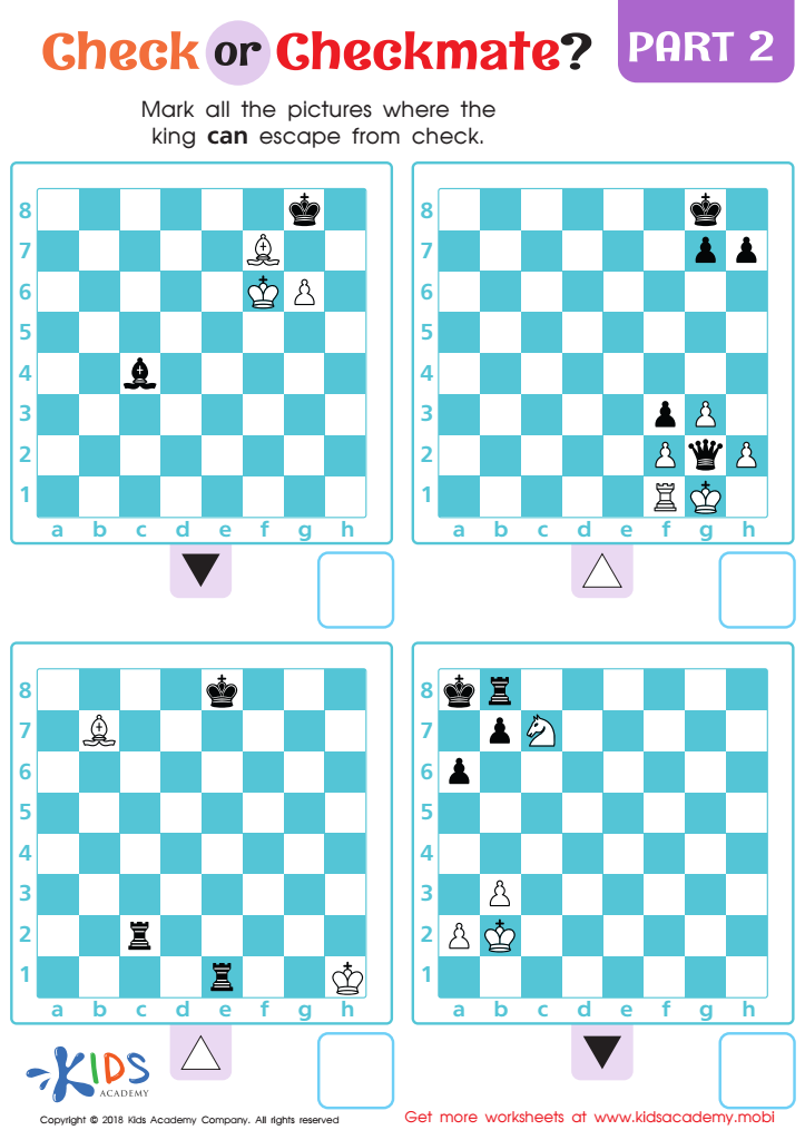 Check. Checkmate or Stalemate? Worksheet for kids