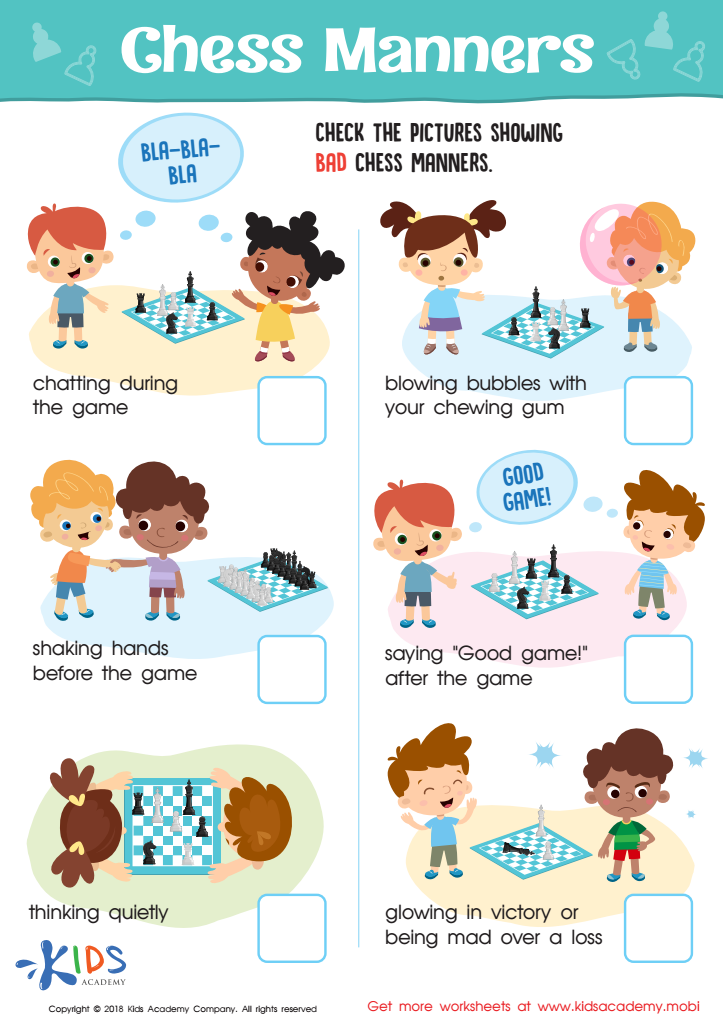 Chess Manners Worksheet