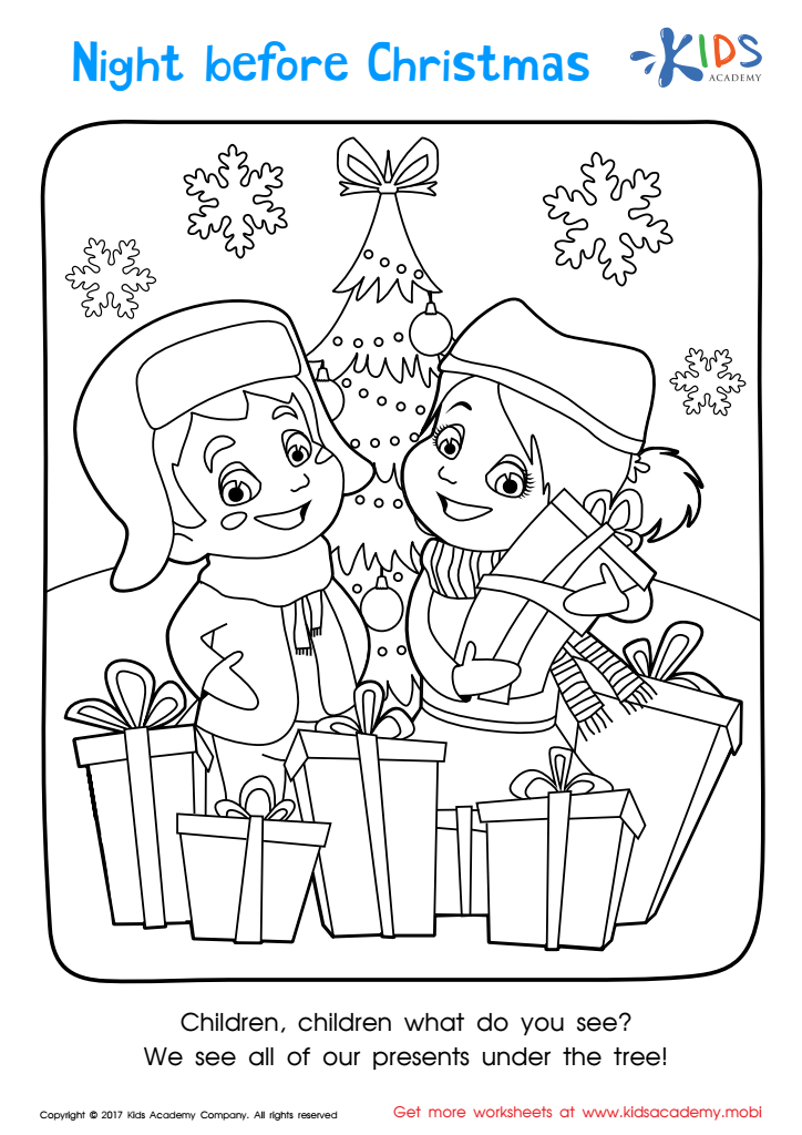 Girl and Boy Christmas Coloring Page