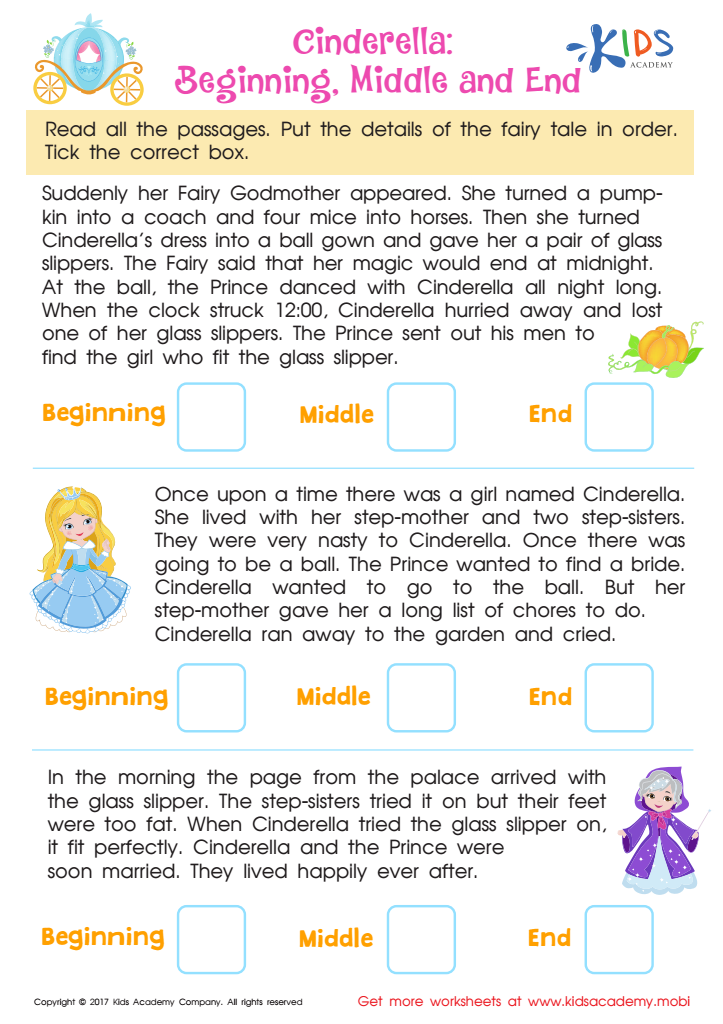 Reading Comprehension Worksheet: Cinderella