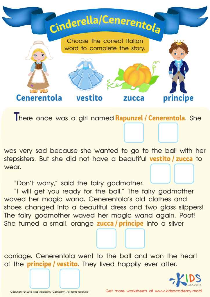 Cinderella / Cenerentola Worksheet