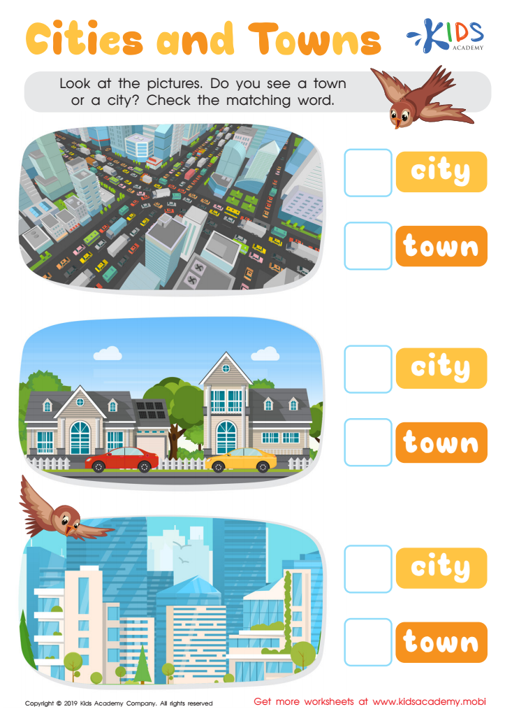 Cities and Towns Worksheet