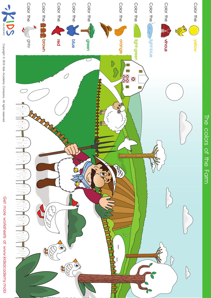 Coloring Pages: Color the Farmer and His Geese
